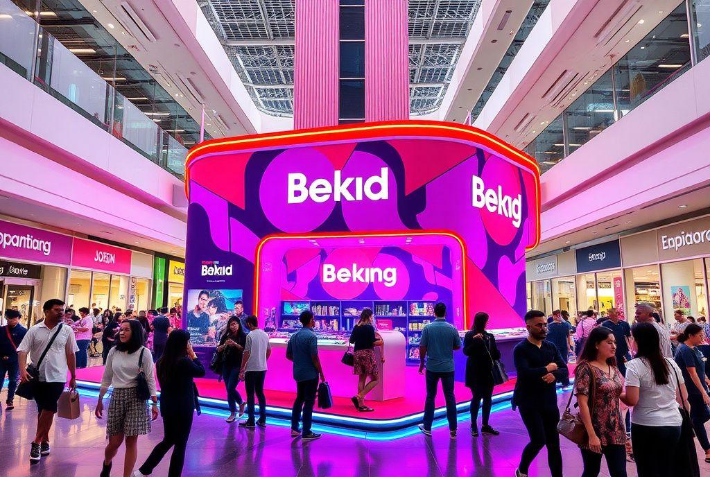 Interactive brand activation booth drawing a crowd